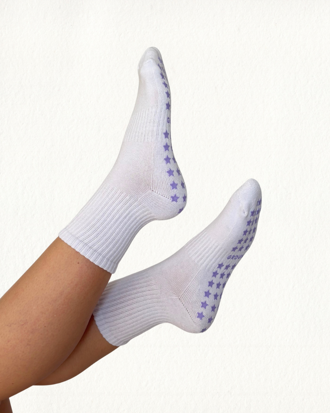 White Crew Grip Socks