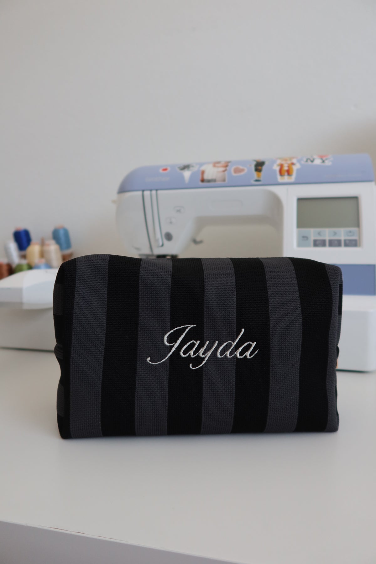 Stripe Pouch - Black Charcoal