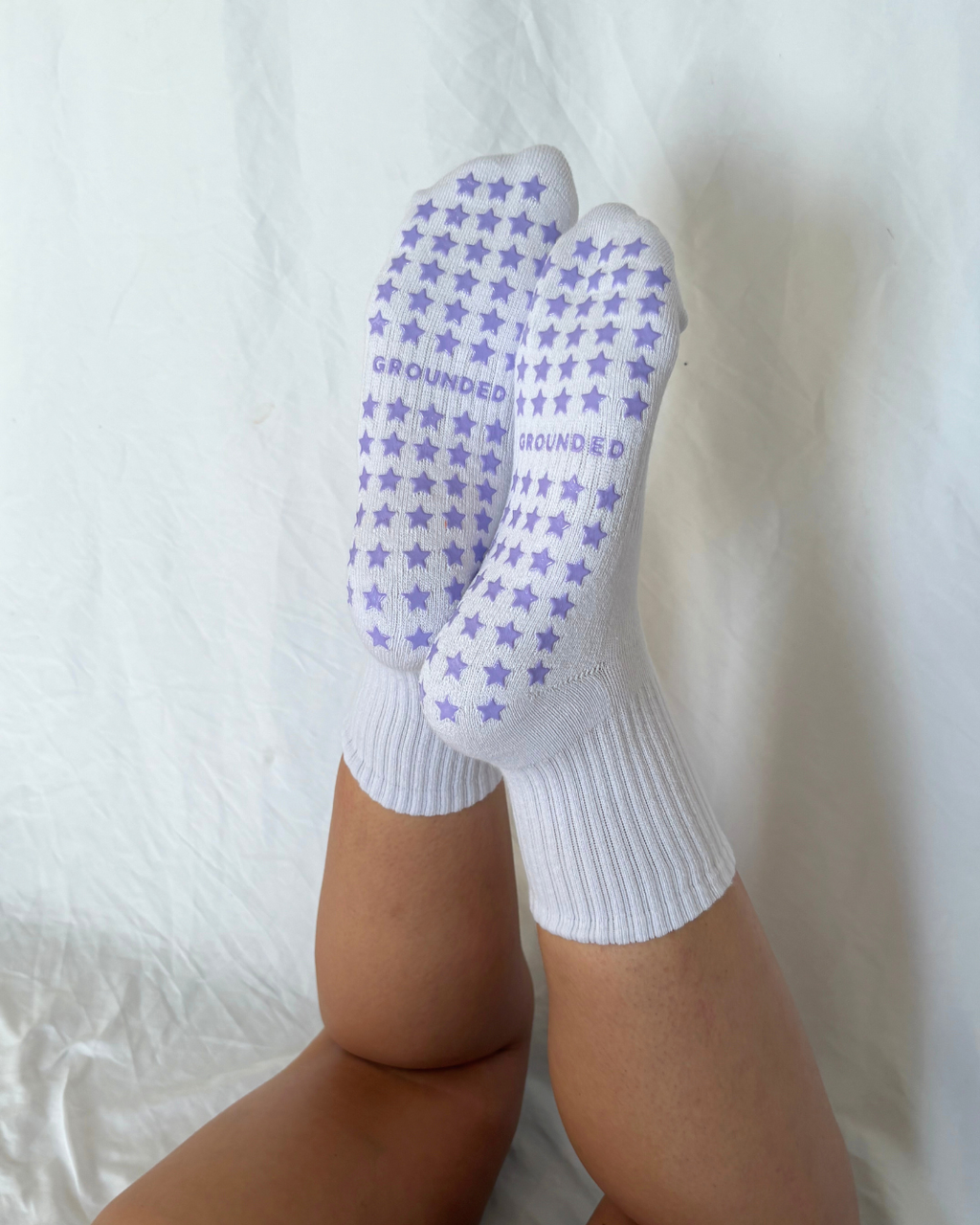 White Crew Grip Socks