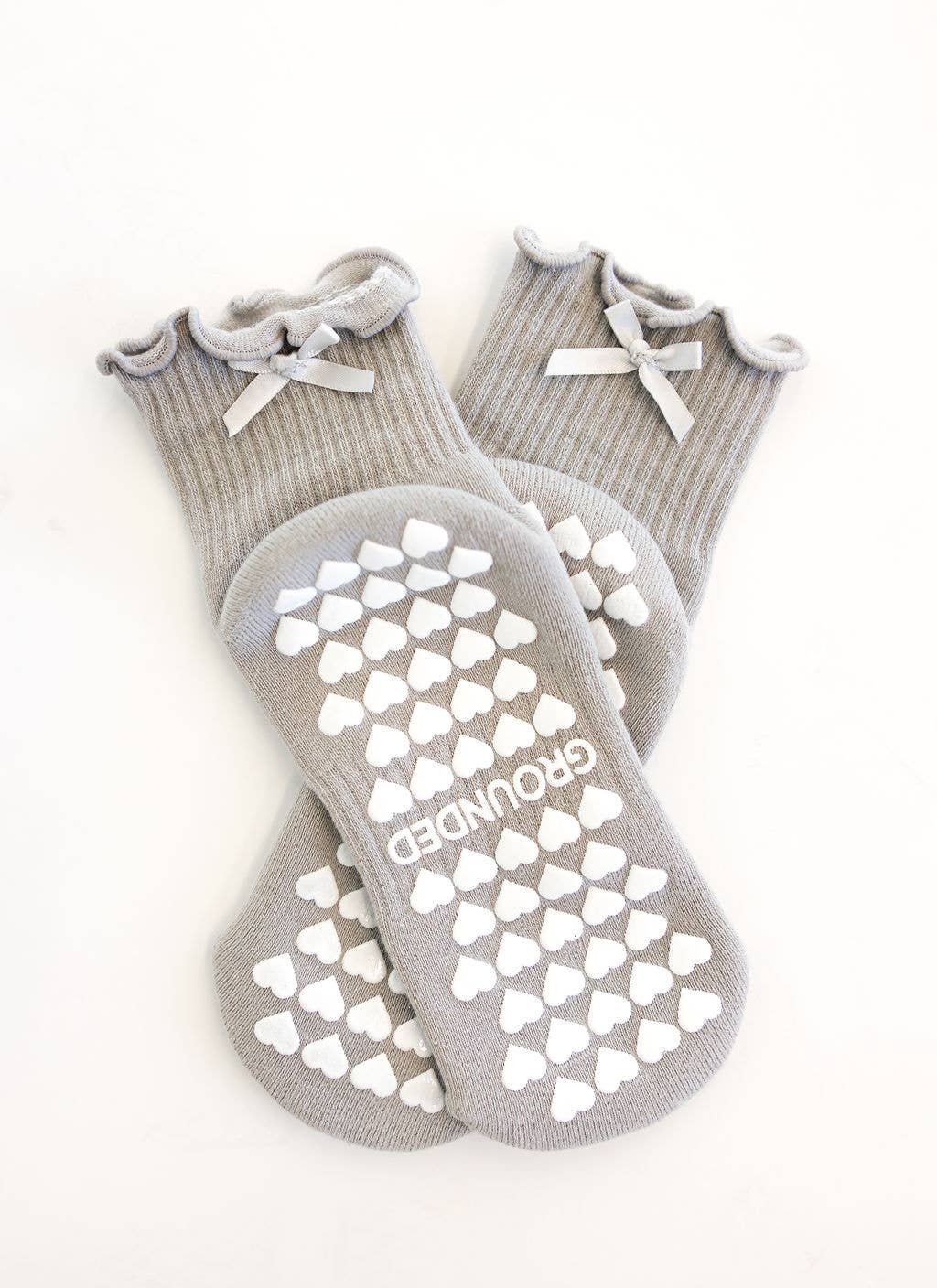Grey Ruffle Grip Socks