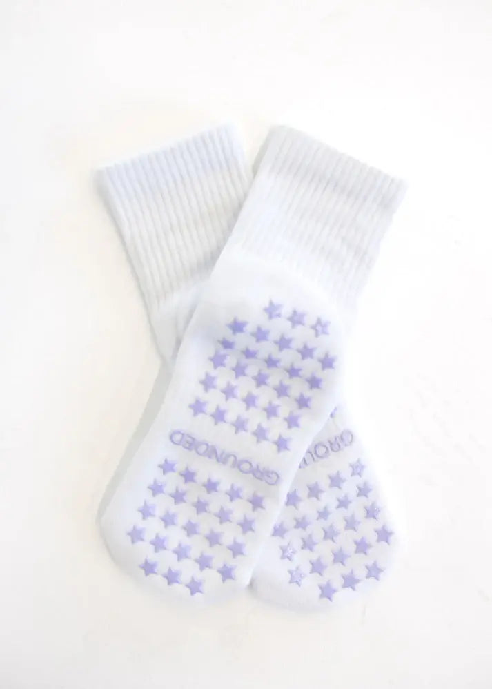 White Crew Grip Socks
