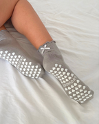 Grey Ruffle Grip Socks